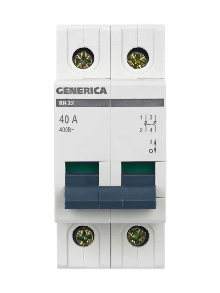 Выключатель нагрузки (мини-рубильник) 2п ВН-32 40А GENERICA MNV15-2-040