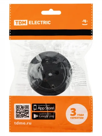 Розетка 2П+З 16А 250В черная «Виви» TDM