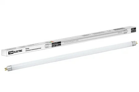 Лампа люминесцентная линейная двухцокольная ЛЛ-16/13 Вт, T5/G5, 4000 К, длина 531,14мм TDM