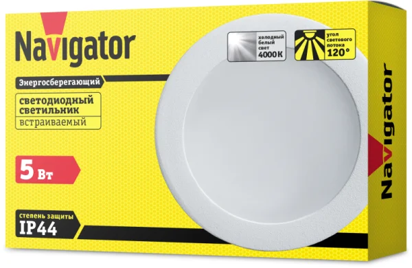Светильник светодиодный 71 274 NDL-RP4-5W-840-WH-LED 5Вт 4000К IP44 бел. Navigator 71274