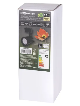 Светильник трековый однофазный LED TRL-02-025-WB 25 Вт, 24°, 3000 К, 90 Ra, черный, TDM