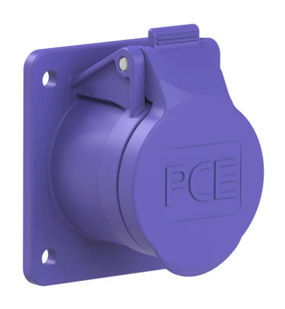 363f8v PCE Розетка встраиваемая 16А/24V/2P+E/IP44, фланец 60х70, никелированные контакты