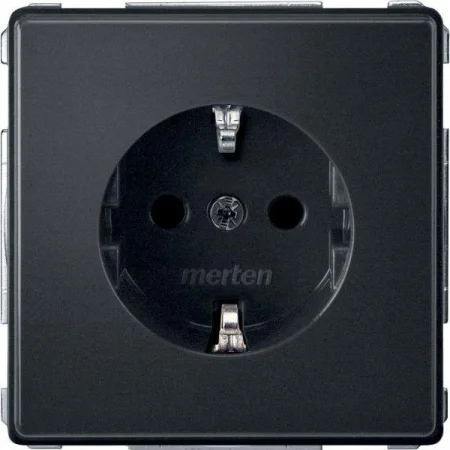 Розетка 1-м СП Merten Aquadesign 16А IP20 с заземл. механизм антрацит SchE MTN2300-7214