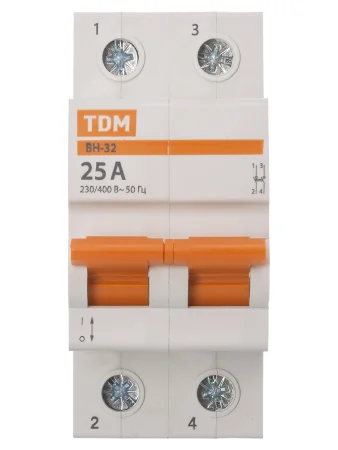 Выключатель нагрузки (мини-рубильник) ВН-32 2P 25A Home Use TDM