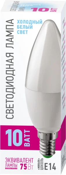 Лампа светодиодная 82 915 OLL-C37-10-230-4K-E14-PROMO 10Вт свеча 4000К E14 220-240В ОНЛАЙТ 82915