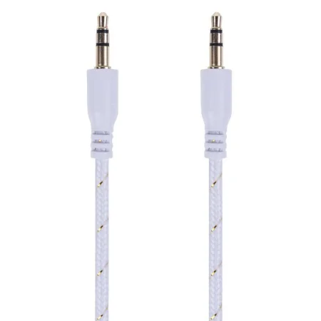 Кабель аудио AUX 3.5мм в тканевой оплетке 1м бел. Rexant 18-4070