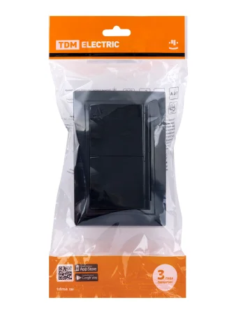 Розетка двойная 2П+З с защ. шт. и крышкой 16А 250В IP44 антрацит "Таймыр" TDM