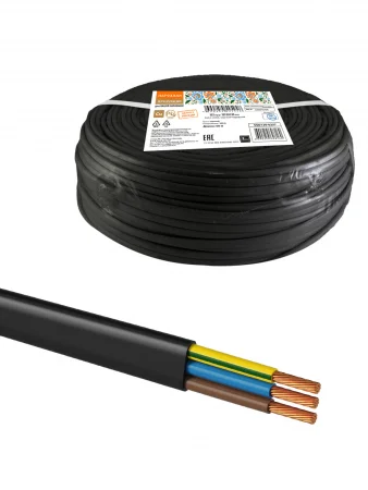 Шнур ШВВПмб 3х0,5 (50м), черный Народный