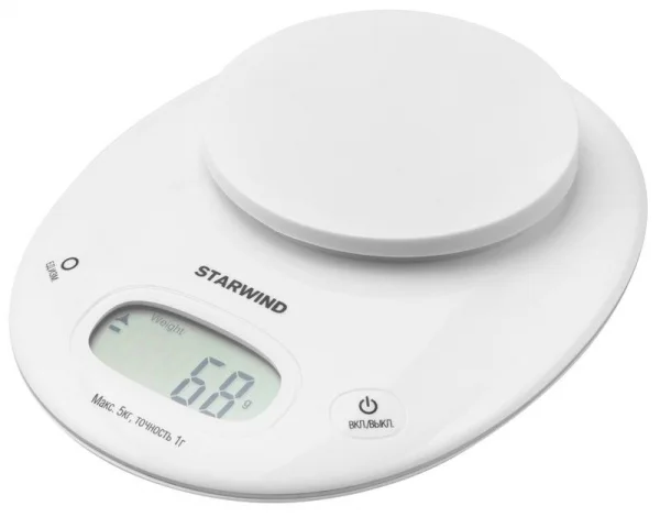 Весы кухонные электронные SSK4171 макс.вес:5кг бел. STARWIND 1092286