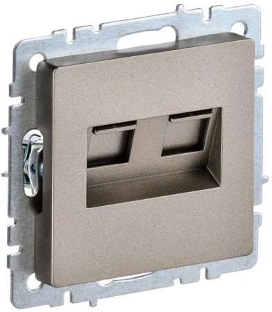Розетка двойная СП RJ11+RJ45 кат.5E BRITE РК/Т12-БрШ шампань IEK BR-KT20-O-1-K37