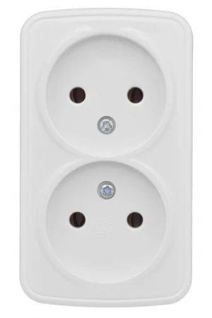 Розетка 2-м ОП Минск 10А IP20 без заземл. бел. Basic EKF EGR10-102-10