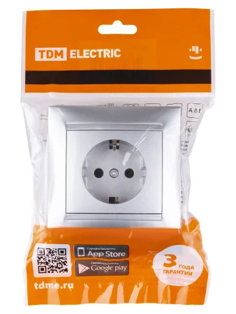 Розетка 2П+З 16А 250В серебр. металлик "Лама" TDM