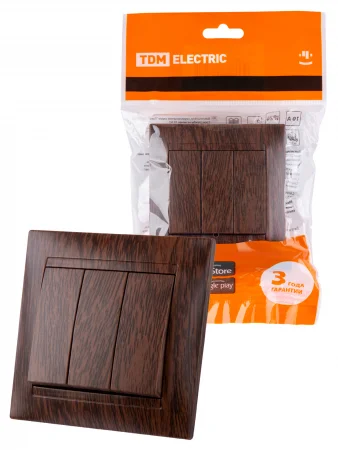 Выключатель 3-х кл. 10А венге "Лама" TDM