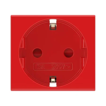 Розетка 1-м 2мод. Viva 16А IP20 2P+E с заземл. защ. шторки красн. DKC 45015
