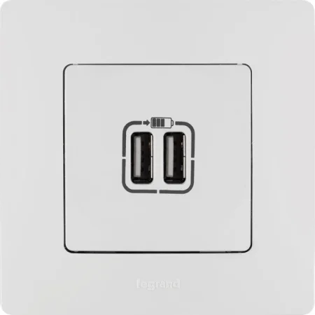 Розетка USB 2-м СП 2мод. Etika 240В/5В 2400мА механизм бел. Leg 672294