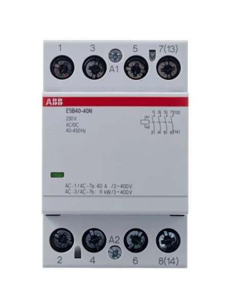 Контактор ESB40-40N-06 модульный (40А АС-1 4НО) катушка 230В AC/DC ABB 1SAE341111R0640