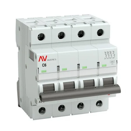 Выключатель автоматический модульный 4п C 6А 6кА AV-6 AVERES EKF mcb6-DC-4-06C-av