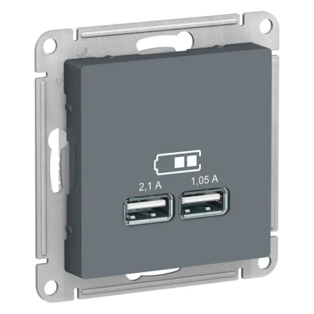 Розетка USB AtlasDesign тип A+A 5В 1х2.1А 2х1.05А механизм грифель SE ATN000733