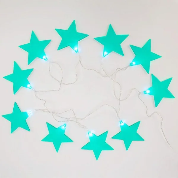 Гирлянда светодиодная "Звездопад" бирюз. 2.25м 10LED бел. провод черн. 2хAA (батарейки не в комплекте) Neon-Night 304-004