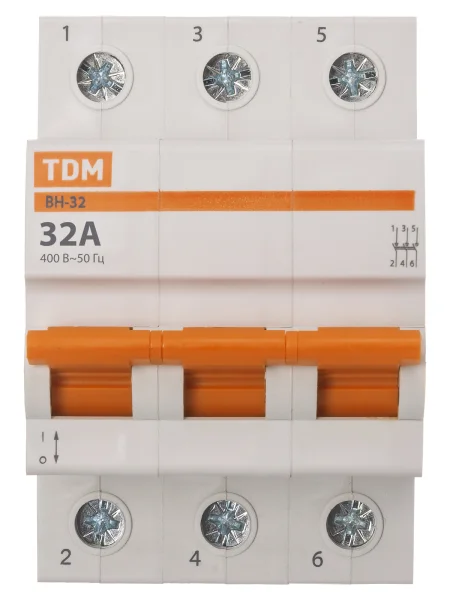 Выключатель нагрузки (мини-рубильник) ВН-32 3P 32A Home Use TDM