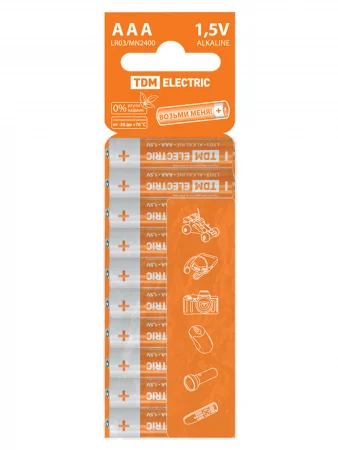 Элемент питания LR03 AAA Alkaline 1,5V SC-10 TDM