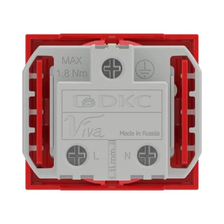 Розетка 1-м 2мод. Viva 16А IP20 2P+E с заземл. защ. шторки красн. DKC 45015