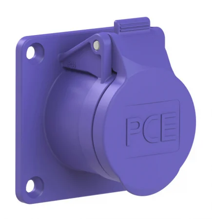 373v PCE Розетка встраиваемая 32A/24V/2P+E/IP44,фланец 70х70, никелированные контакты