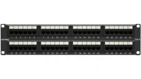 Патч-панель 19дюйм 2UCAT6 48 портов RJ45 неэкранированная DKC RN6PPU242