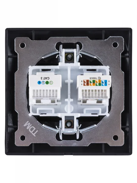 Розетка телефонная RJ11 + компьютерная RJ45 графит "Лама" TDM