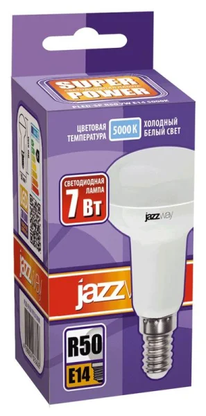 Лампа светодиодная PLED-SP 7Вт R50 5000К холод. бел. E14 540лм 230В JazzWay 1033635