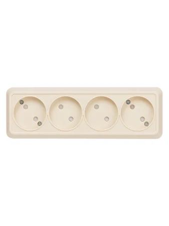 Розетка 4-х местная горизонтальная 2П открытой установки IP20 10A с з/ш сл. кость "Ладога" TDM