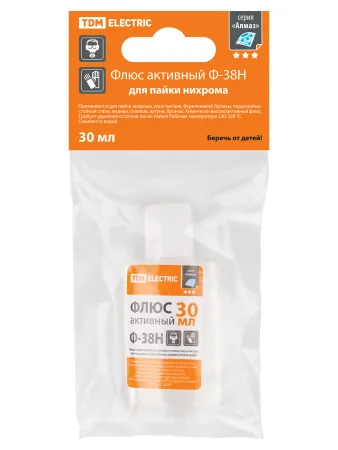 Флюс активный Ф-38Н, для пайки нихрома, 30 мл, дозатор, инд. упаковка, серия "Алмаз" TDM