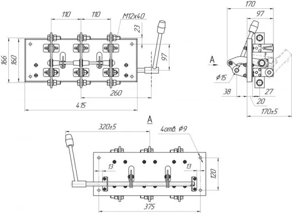 Рубильник РБ-6 (36) 630А правый ВЭМЗ ЦБ-00004784