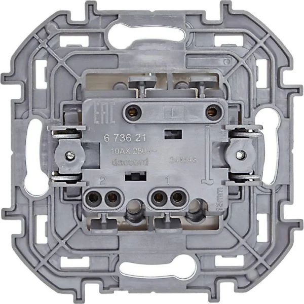 Выключатель 2-кл. Inspiria 10А IP20 250В 10AX механизм сл. кость Leg 673621