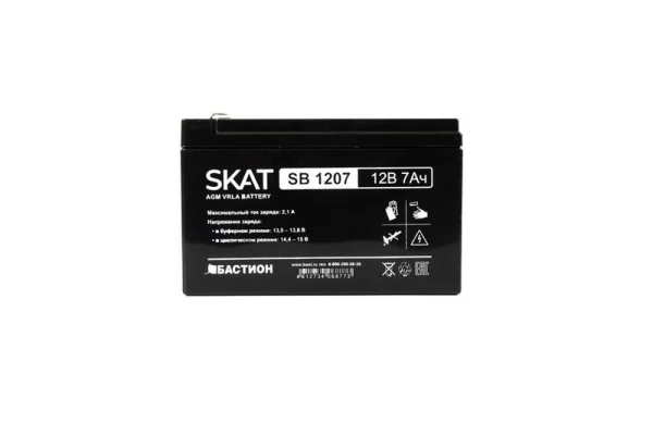 Аккумулятор 12В 7А.ч макс. ток заряда 2.1А SKAT SB 1207 Бастион 2533