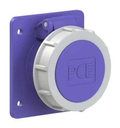 3632f87v PCE Розетка встраиваемая 16А/24V/2P+E/IP67, никелированные контакты, фланец 75x85