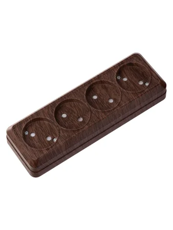 Розетка 4-х местная горизонтальная 2П открытой установки IP20 10A с з/ш бук "Ладога" TDM