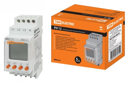 РН 12-3х400/230В (LCD-дисплей, 1нр+1нз-контакты) TDM