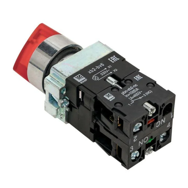 Переключатель BD21 2P с красн. подстветкой 230В NO PROxima EKF xb2-bk21-r-230