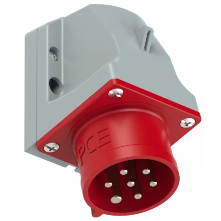 517-6v PCE Вилка настенная 16А/400V/6P+E/IP44, никелированные контакты
