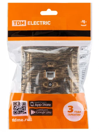 Розетка телефонная RJ11 старинная бронза "Лама" TDM