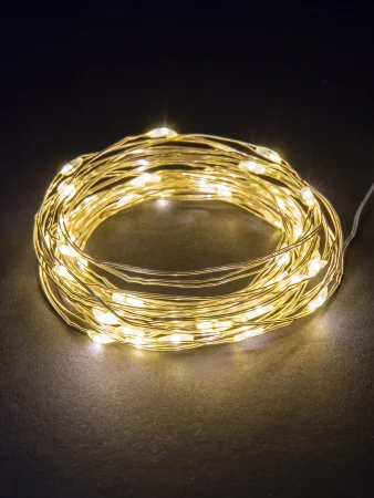 Гирлянда светодиодная "Роса20" 20LED, 2м, 3000К, 2хCR2032 , TDM