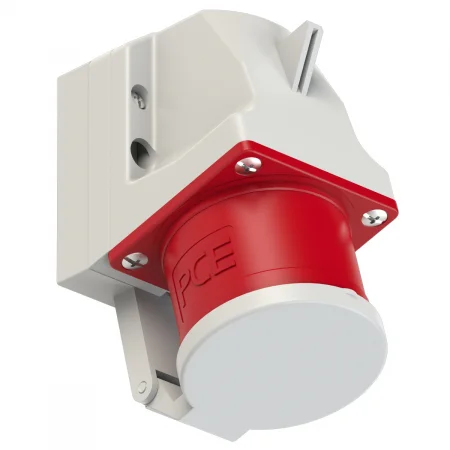 525-6d PCE Вилка настенная 32А/400V/3P+N+E/IP44 с крышкой