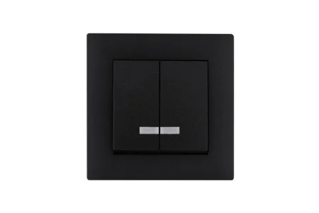 Выключатель 2-клав. с подсветкой Karea RIZZ STAR чер. Makel 88054023