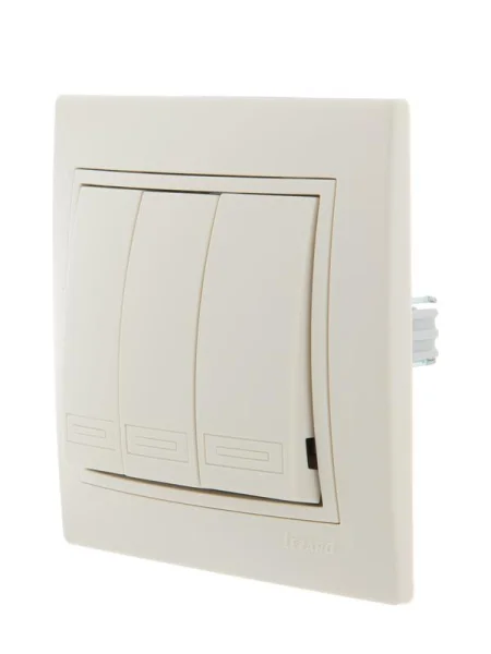 Выключатель 3-кл. СП Mira 10А IP20 со вставкой крем. LEZARD 701-0303-109