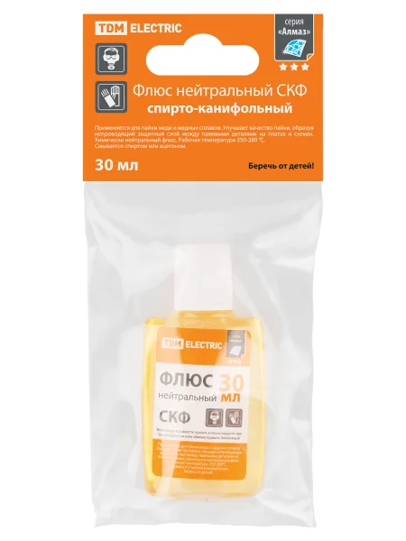 Флюс нейтральный СКФ, спирто-канифольный, 30 мл, дозатор, инд. упаковка, серия "Алмаз" TDM