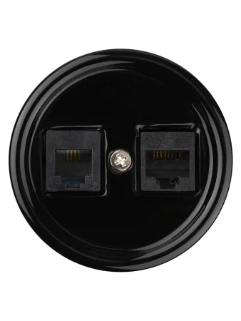 Розетка телефонная RJ11 + компьютерная RJ45 черная «Болонь» TDM
