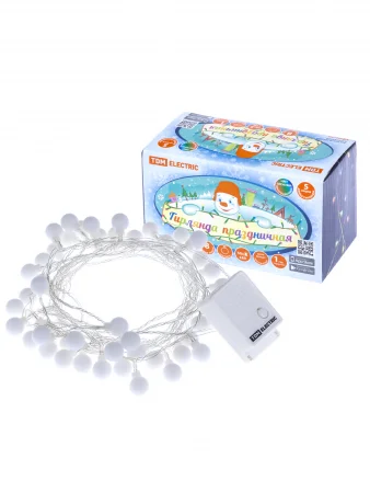 Гирлянда светодиодная "Шарики" 50LED, 5м, 8 режимов, многоцвет., прозр. шнур, 250 В, TDM