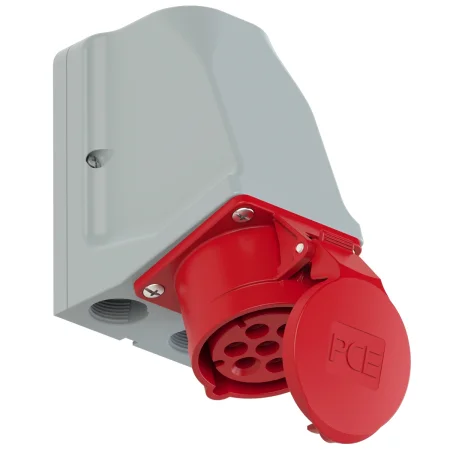 917-6v PCE Розетка настенная 16A/400V/6P+E/IP44, никелированные контакты