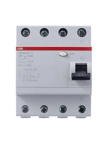 Выключатель дифференциального тока (УЗО) 4п 25А 30мА тип AC FH204 ABB 2CSF204004R1250